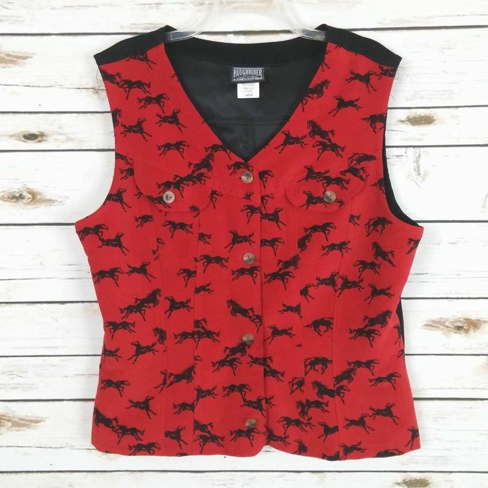ROUGHRIDER CircleT Women's Western Horse Print Vest, Size Large
